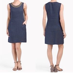 Lina Tomei Linen Dress Gray Size L